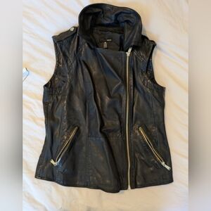 Black Leather Sleeveless Jacket